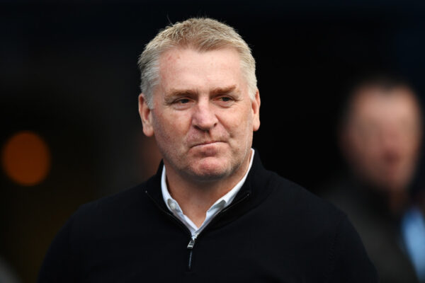 MANCHESTER, ENGLAND - APRIL 15: Dean Smith, Manager of Leicester City, looks on prior to the Premier League match between Manchester City and Leicester City at Etihad Stadium on April 15, 2023 in Manchester, England. 