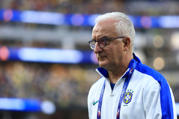 INGLEWOOD, CALIFORNIA - JUNE 24: Dorival Junior, Head Coach of Brazil gestures during the CONMEBOL Copa America 2024 Group D match between Brazil and Costa Rica at SoFi Stadium on June 24, 2024 in Inglewood, California. 